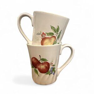 Set of 2 Corelle Coordinates Fruit Chutney Swirl Coffee Mugs Cups Pears Apples